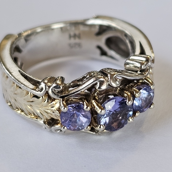 Genuine Tanzanite Gems En Vogue Ring in Palladium Sterling Silver 18k Sz 7! - Picture 5 of 6
